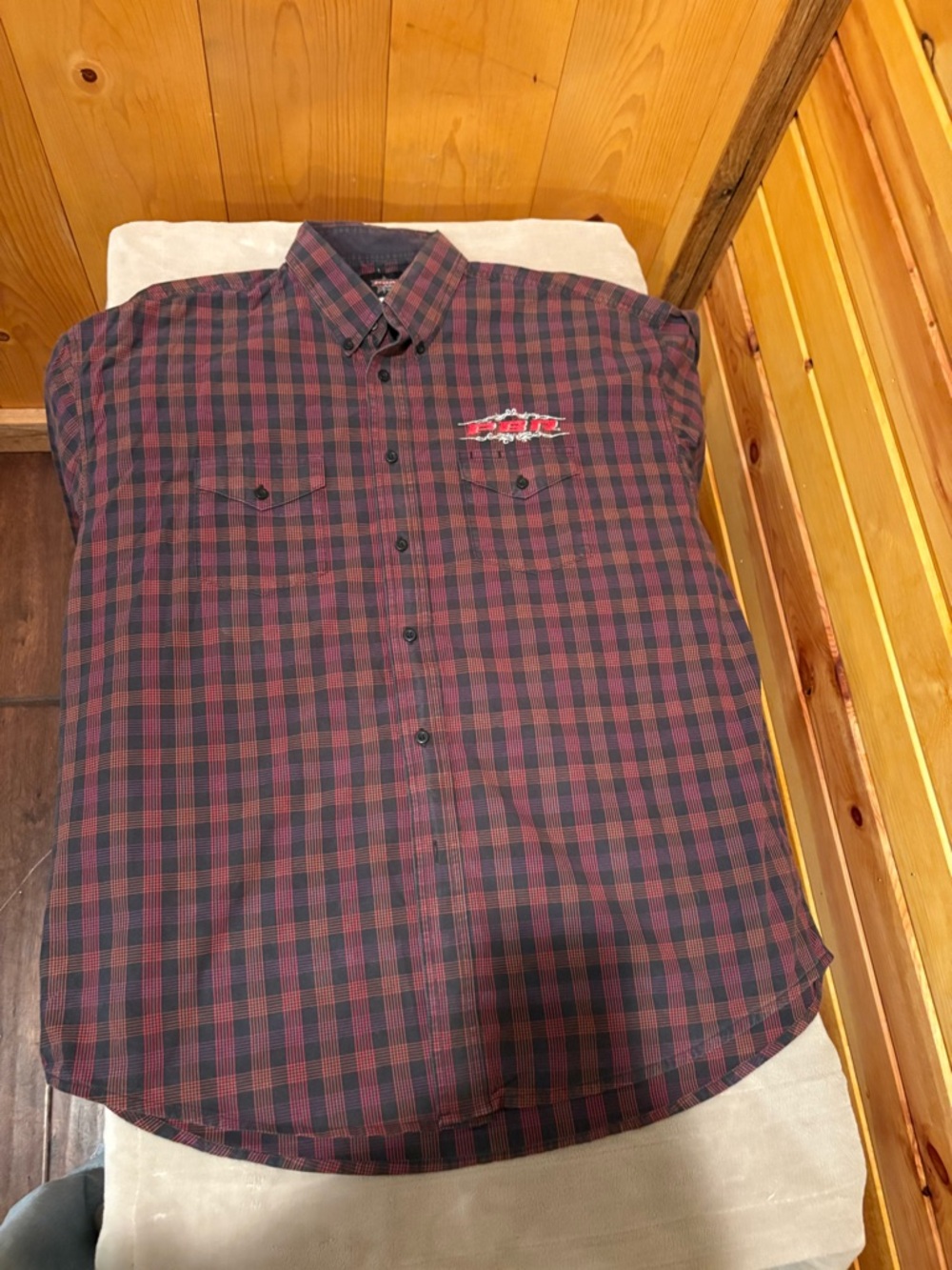 PBR Men's Red and Black Plaid Button-Down Shirt
